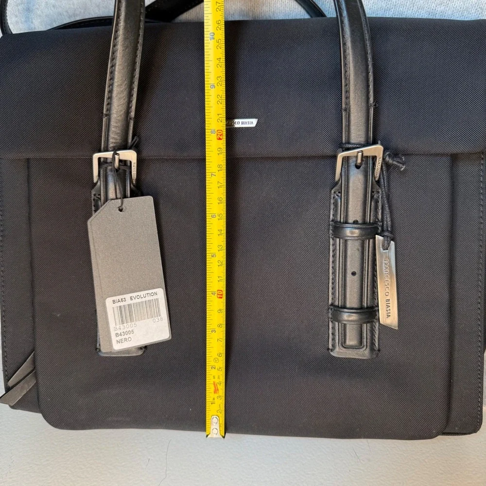 Francesco Biasia BIA63 Evolution Black Nylon Leather Briefcase Laptop Bag NWT